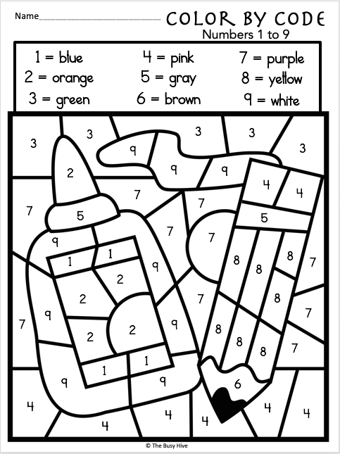 Color By Code Kindergarten Math Numbers Worksheet Made 