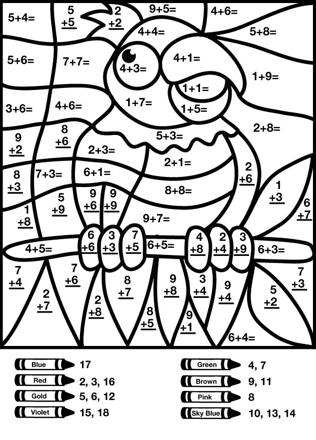 Color By Number Addition Best Coloring Pages For Kids