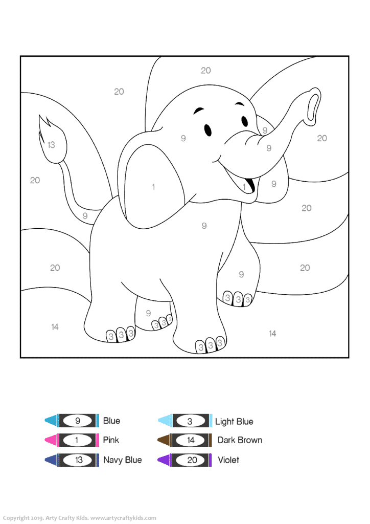 Color By Number Printable Elephant Color by Number Printable