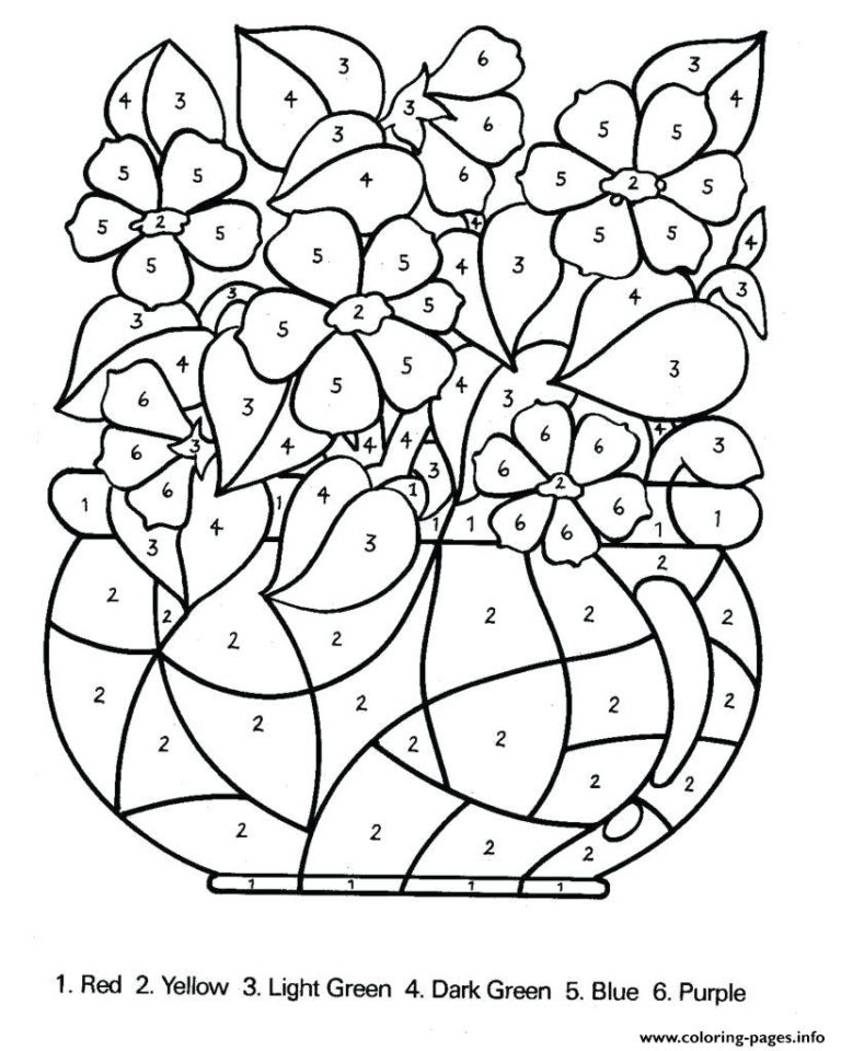 Color By Number Difficult In For Adults Coloring Pages