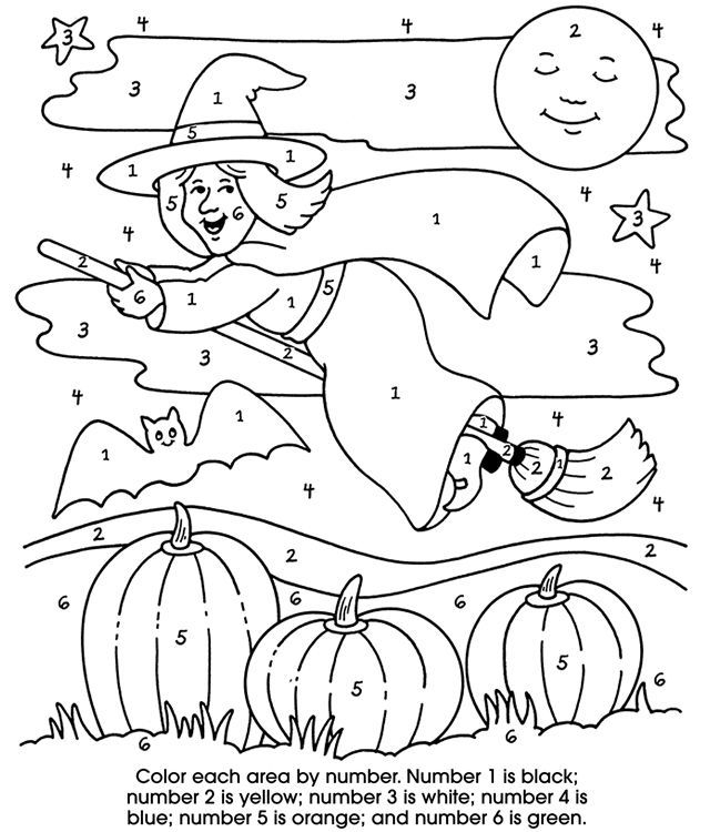 Color By Number Halloween Coloring Pages Crafts And 