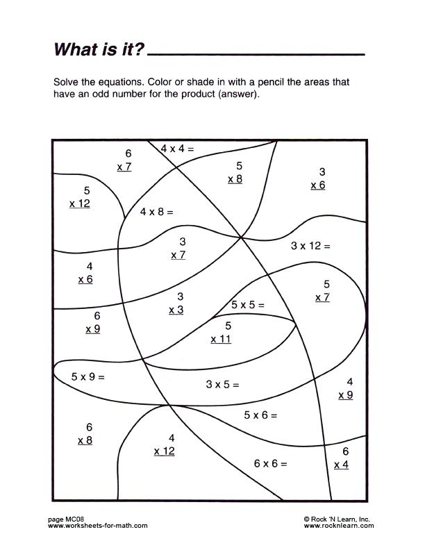Color By Number Multiplication Worksheets 3rd Grade