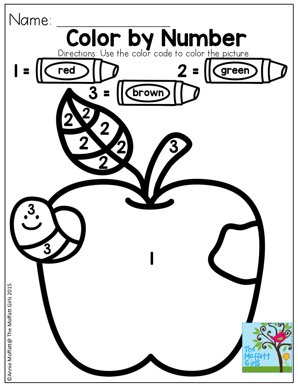 Color By Number Preschool Worksheets Fall Kindergarten 