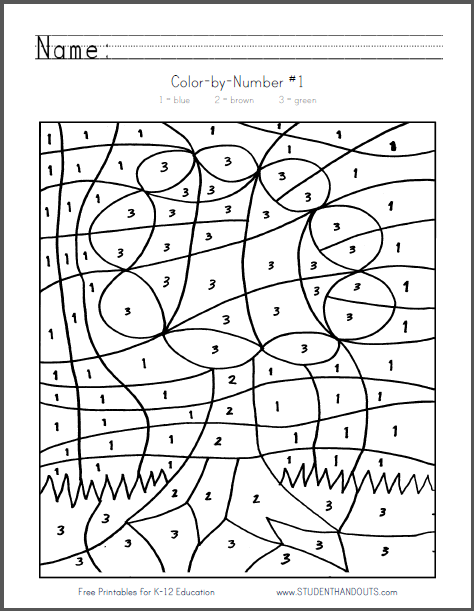 Color by Number Sheet Tree Student Handouts