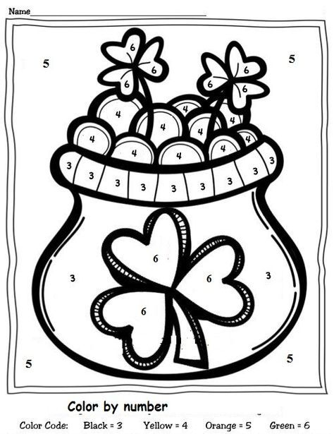 Color By Number St Patrick s Day Worksheet 1 Crafts 