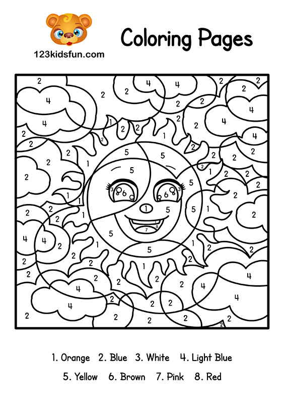 Color By Number Summer Coloring Pages For Kids Printable Color By Number Summer Coloring Pages For Kids Printable