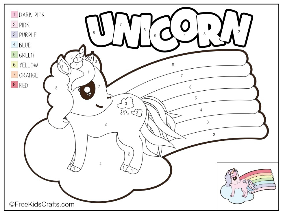 Color By Number Unicorn Printable