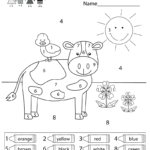 Color By Number Worksheet Free Kindergarten Math