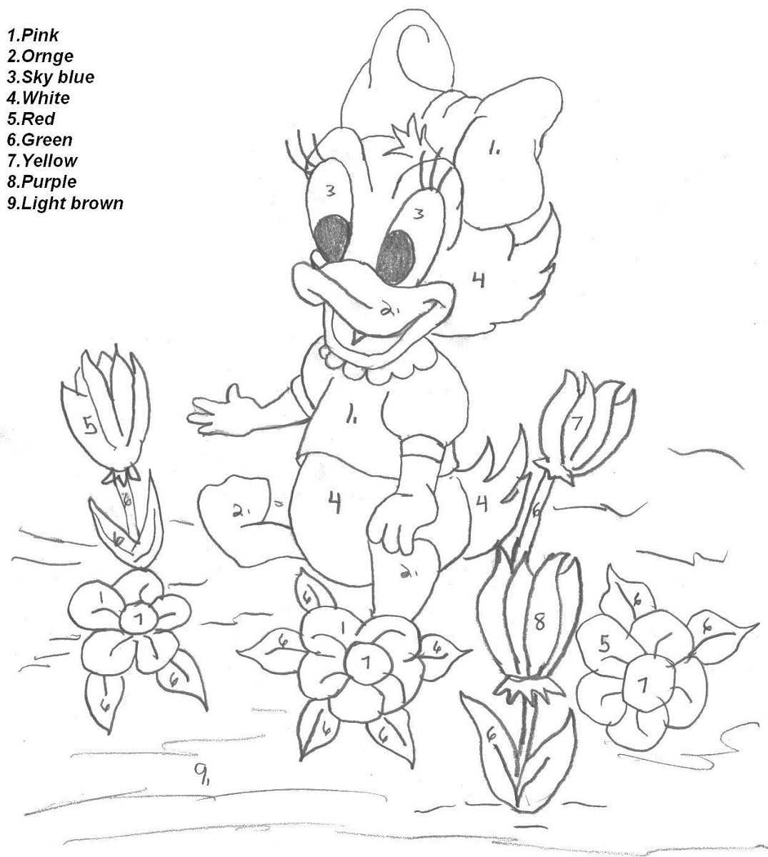 Color By Number Worksheets Disney Coloring Pages Free 