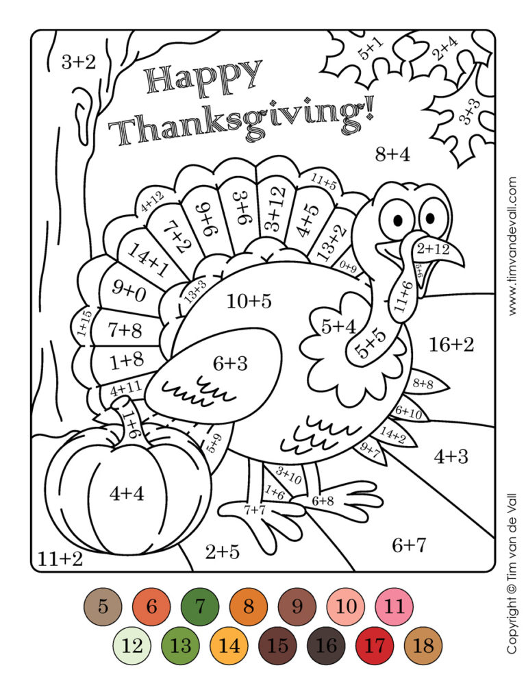 Color By Numbers Addition Tim s Printables