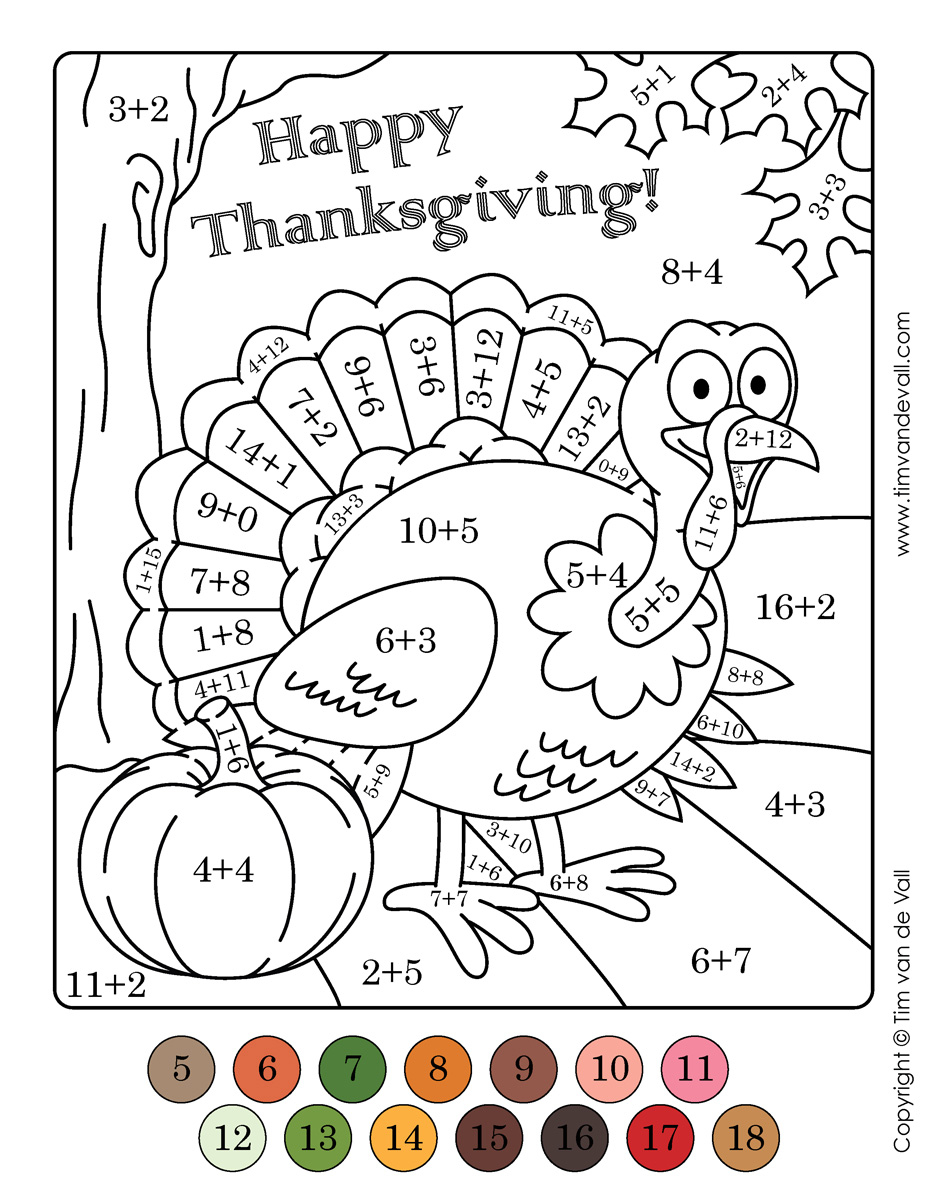 Color By Numbers Addition Tim s Printables