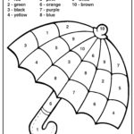 Color By Numbers Umbrella Kindergarten Coloring Pages