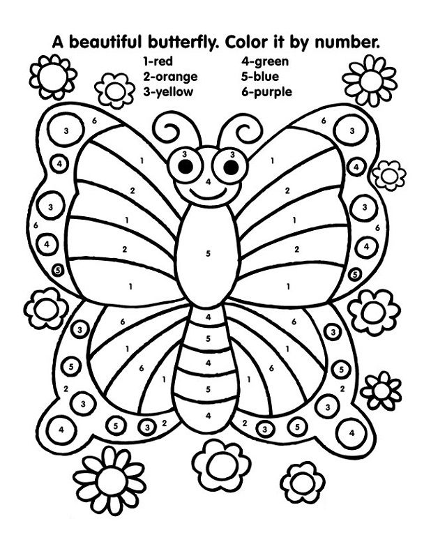 Color By Numbers Worksheets Butterfly K5 Worksheets 