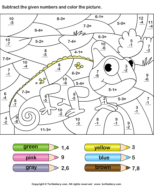 Color Subtraction Worksheet5 Math Coloring Worksheets