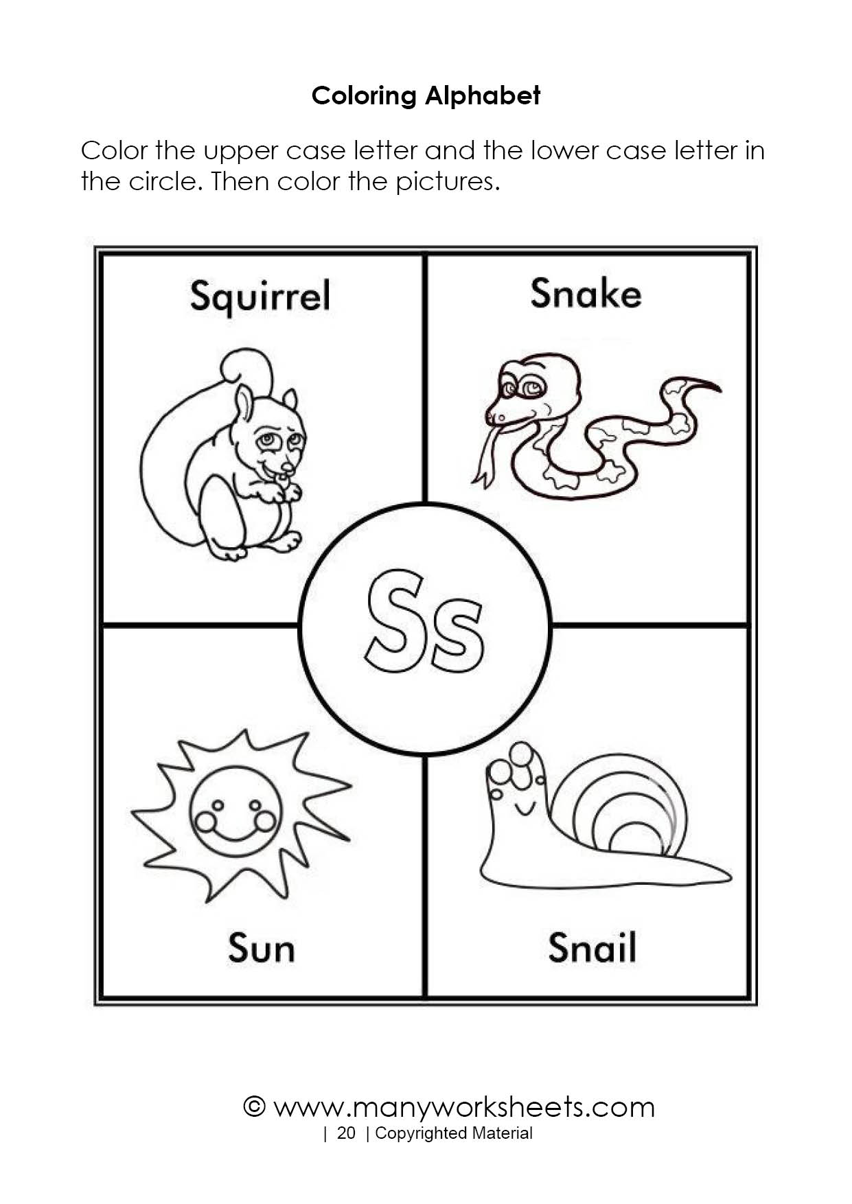 Coloring Letter S Worksheet