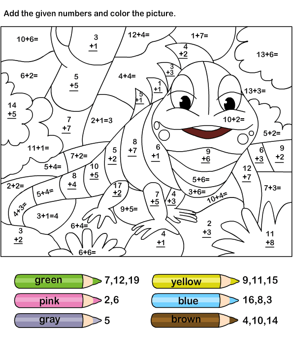 Coloring Pages Color By Number Addition For Kindergarten 