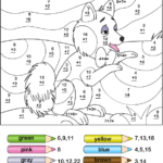 Coloring Pages Color By Number Addition Worksheets