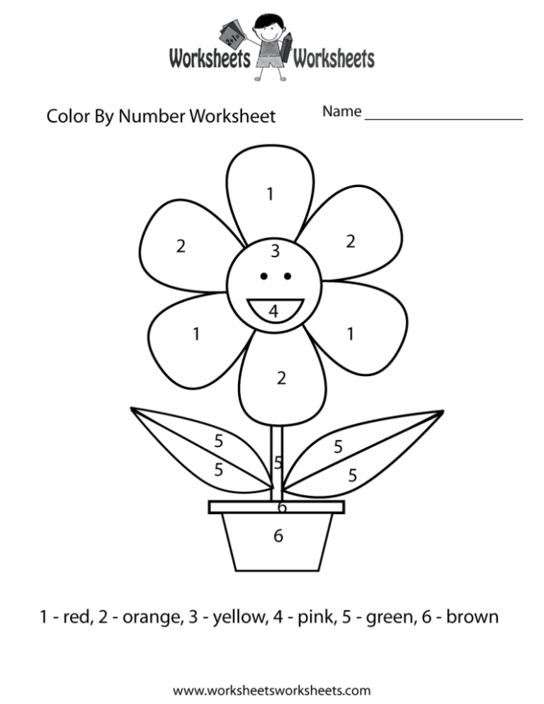 Coloring Pages Easy Color By Number Worksheet Free