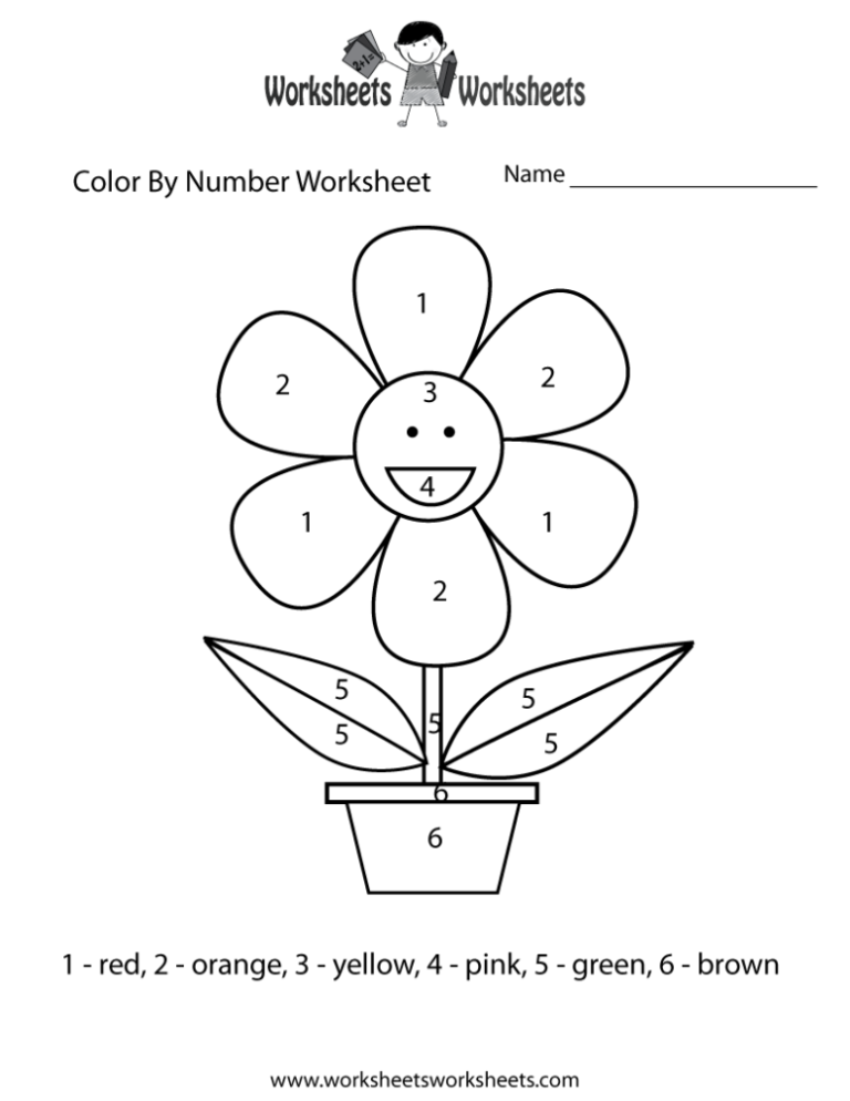 free printable easy color by number worksheets for kindergarten Color