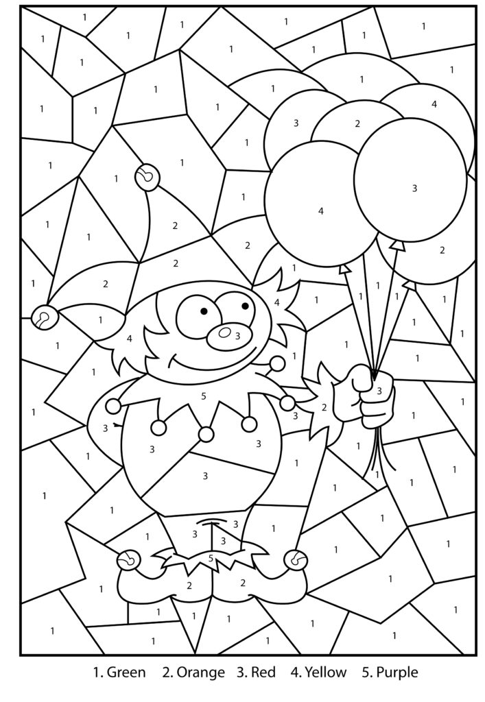 Coloring Pages Free Printable Jester Colour By Numbers 