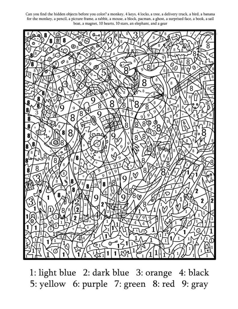 Coloring Pages Printable Color By Number For Adults Free 