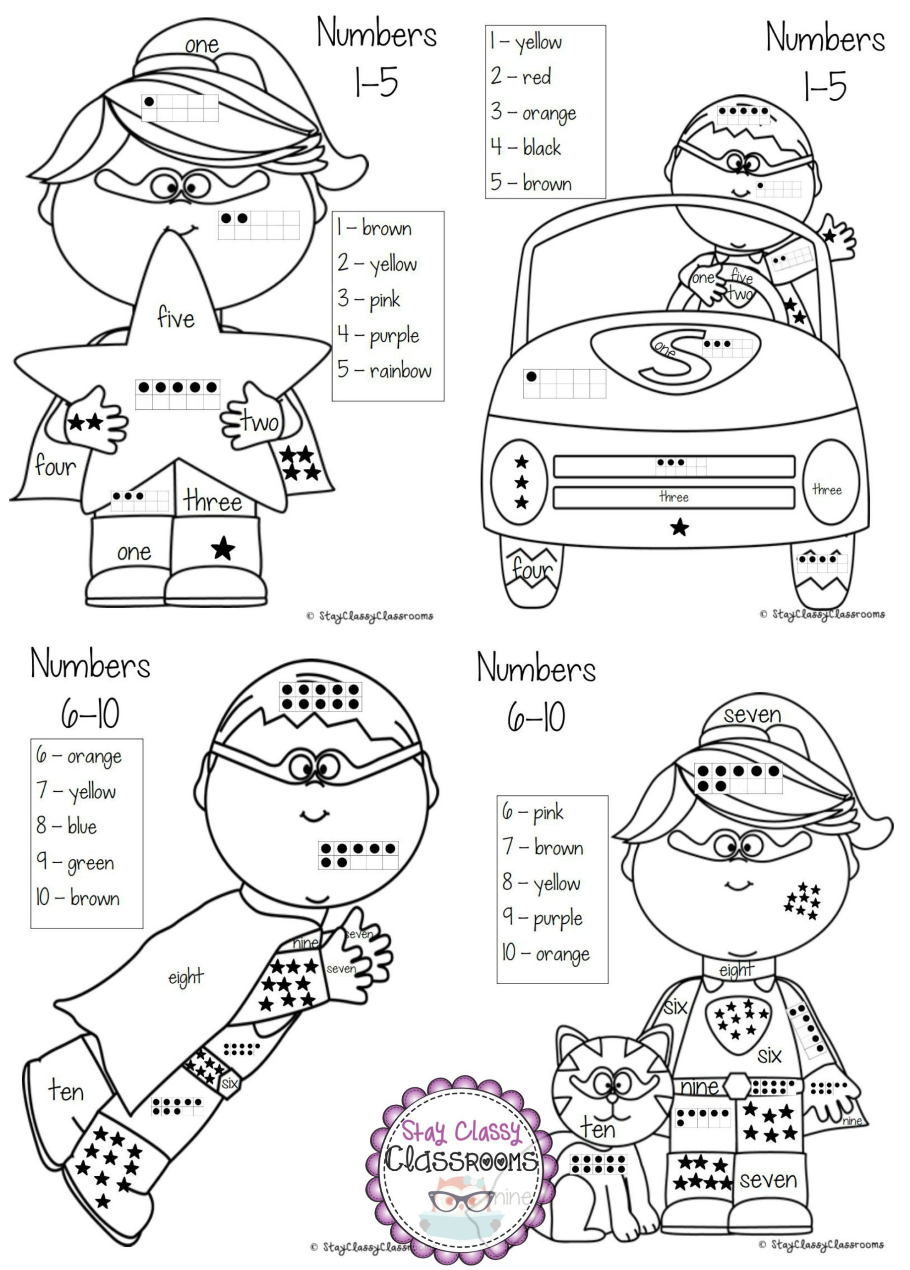 Colour By Number 1 10 Using Number Representations word 