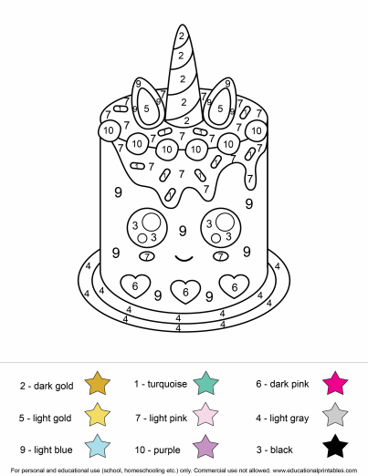 Unicorn Number Coloring Pages | Color by Number Printable