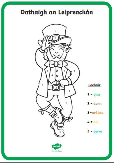 Dathaigh An Leipreach N Colour The Leprechaun By Numbers Dathaigh An Leipreach n Colour The Leprechaun By Numbers