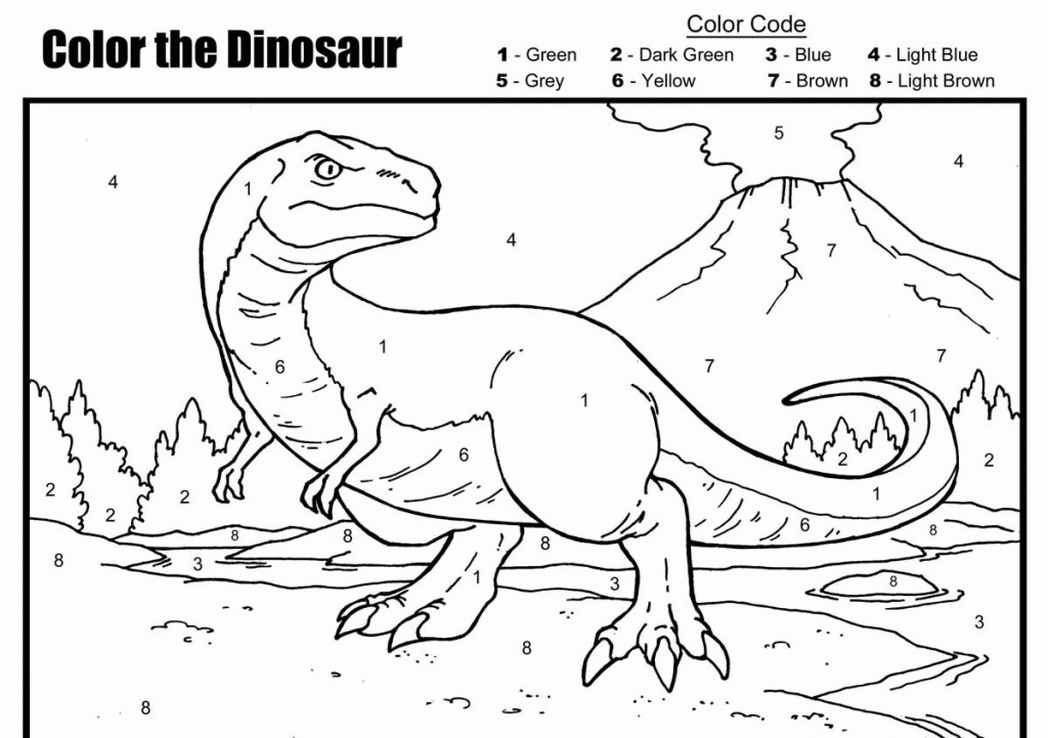 Dinosaur Coloring Pages By Numbers Coloring Home