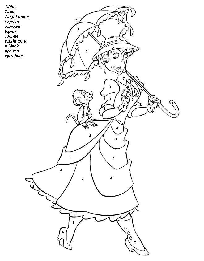 Disney Color By Numbers Coloring Pages Coloring Home