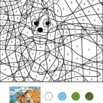 Dog Color By Number Free Printable Coloring Pages