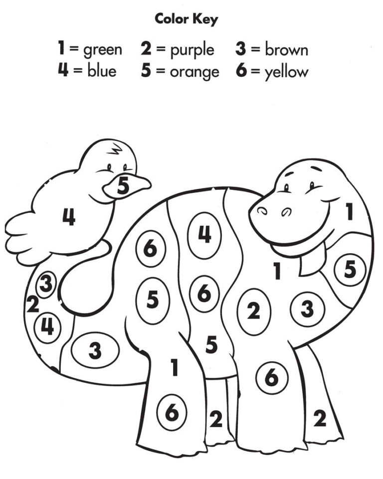 Free Printable Easy Color By Number Worksheets For Kindergarten | Color By Number Printable