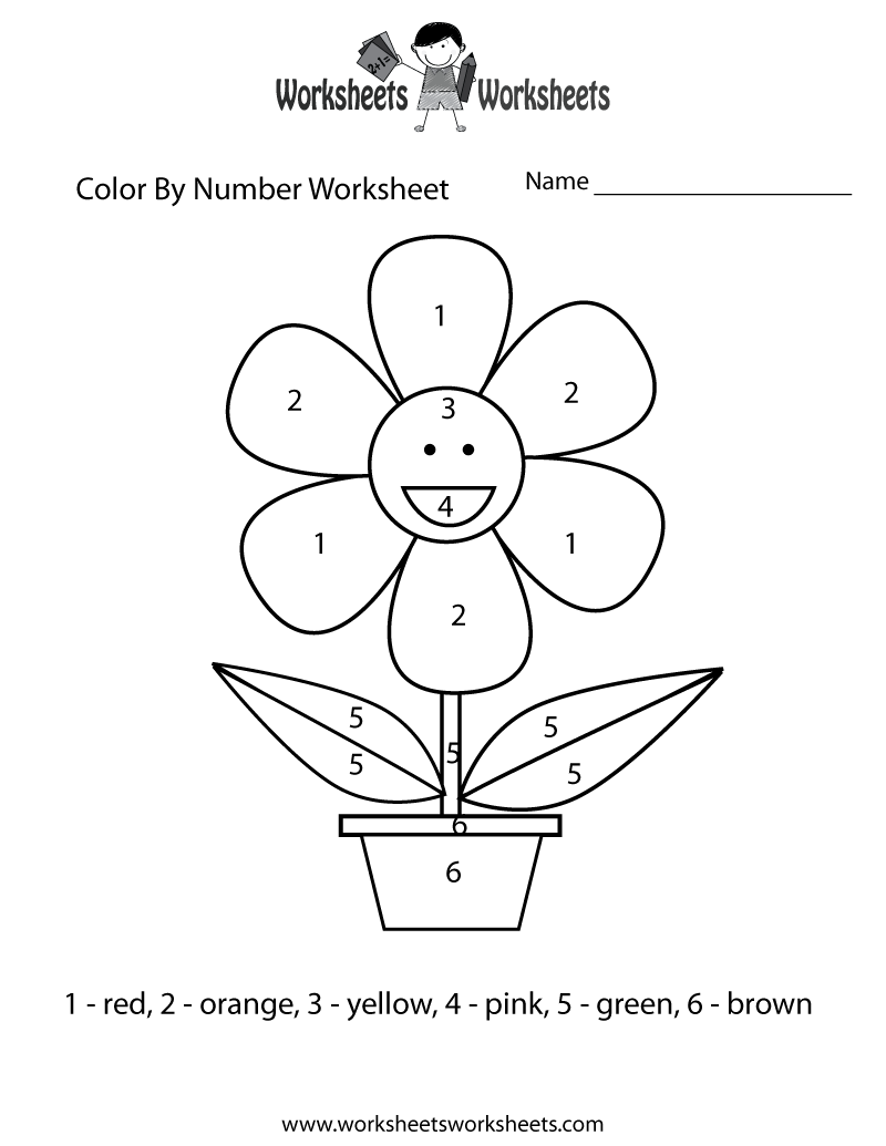Easy Color By Number Worksheet Worksheets Worksheets