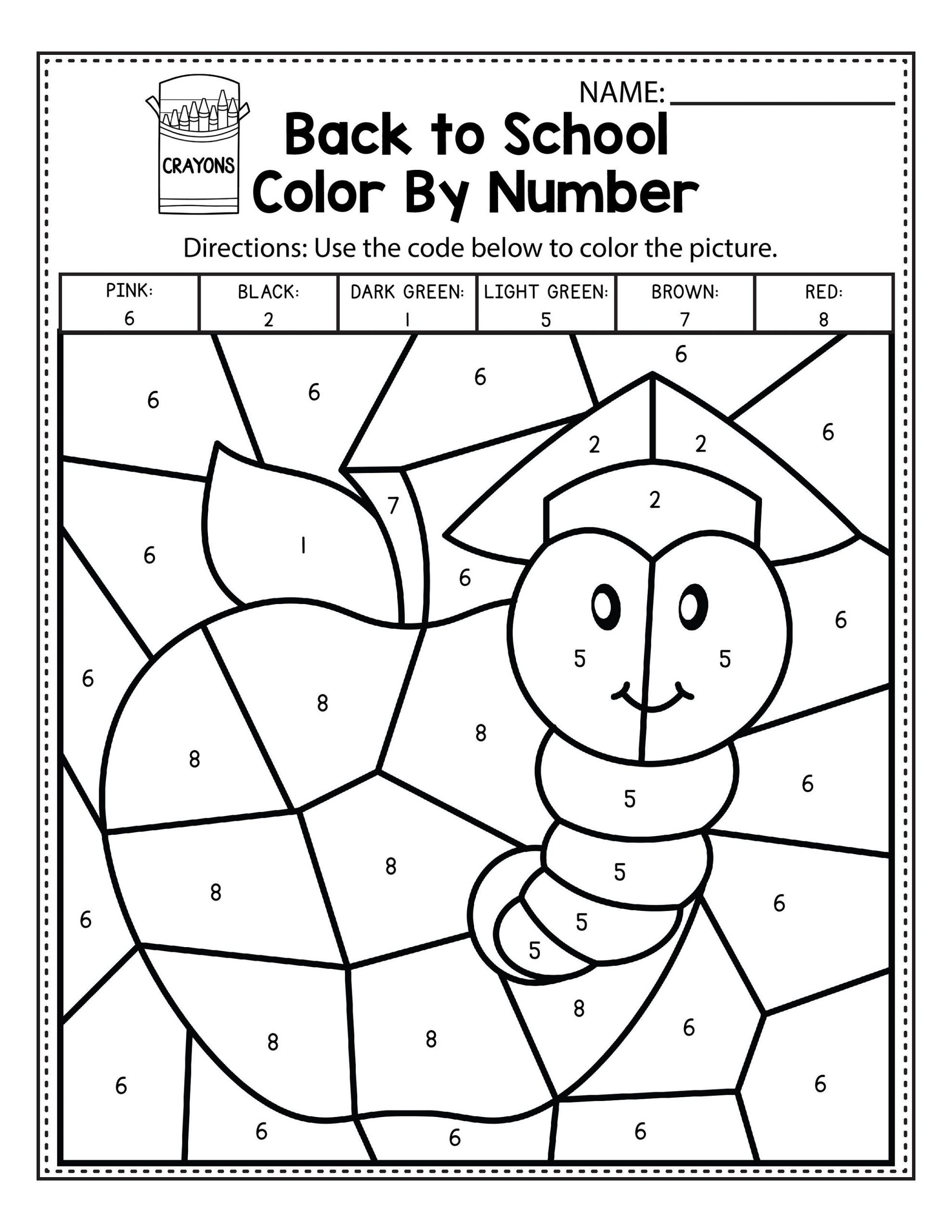 Easy Color By Number Worksheets For Kindergarten 101 