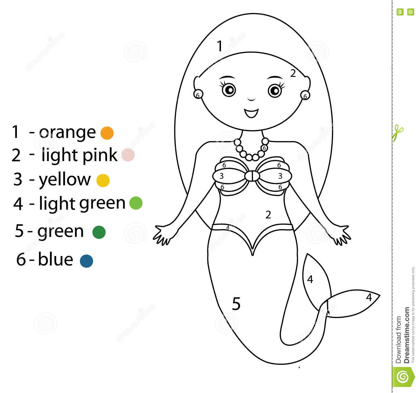 Mermaid Color By Number Printable | Color by Number Printable