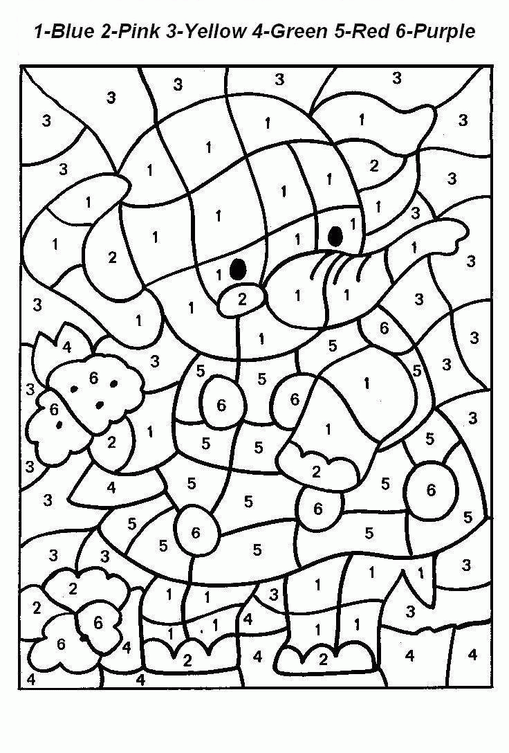 Elephant Free Printable Color By Number Sheet Coloring Home