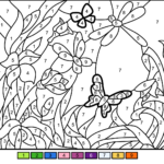 Flower Garden Color By Number Free Printable Coloring Pages