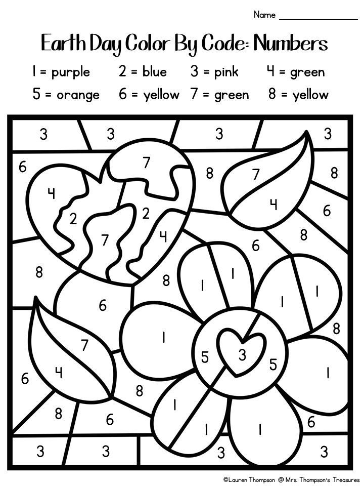 Earth Day Color By Number Free Printable Color by Number Printable
