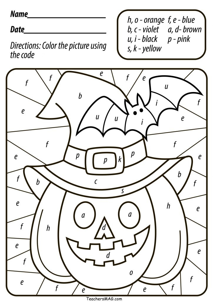 Free Halloween Pumpkin Color By Number Letter For