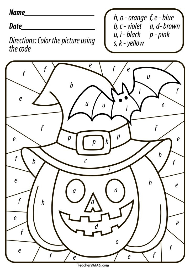Free Halloween Pumpkin Color By Number Letter For 