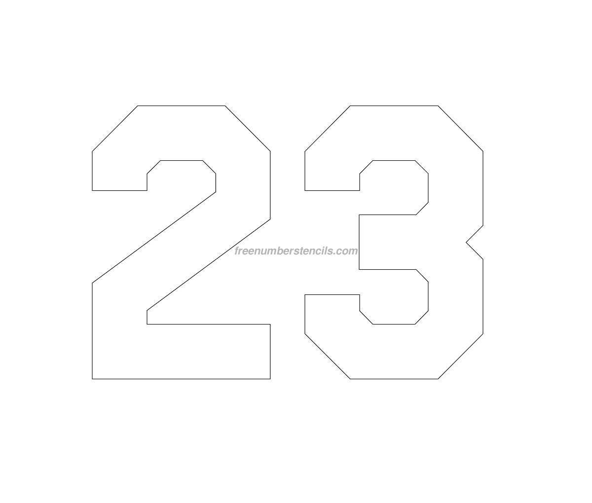 Free Jersey Printable 23 Number Stencil 