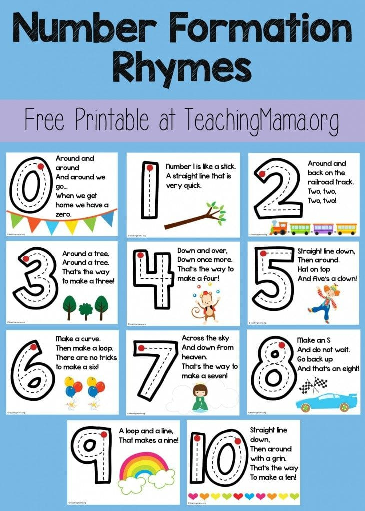 Free Number Formation Rhyme Printable Free Homeschool