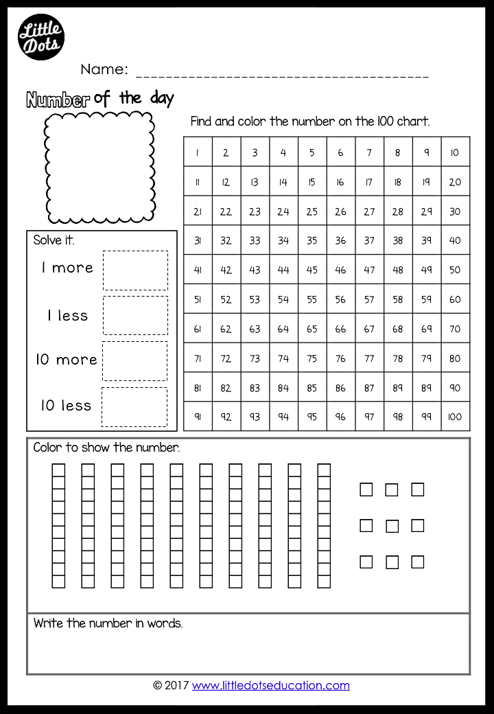 Free Number Of The Day Printable And Worksheet For K 2