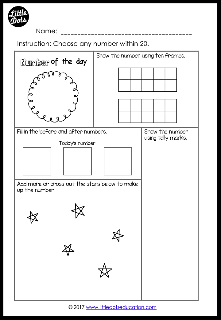 Free Number Of The Day Printable And Worksheet For K 2