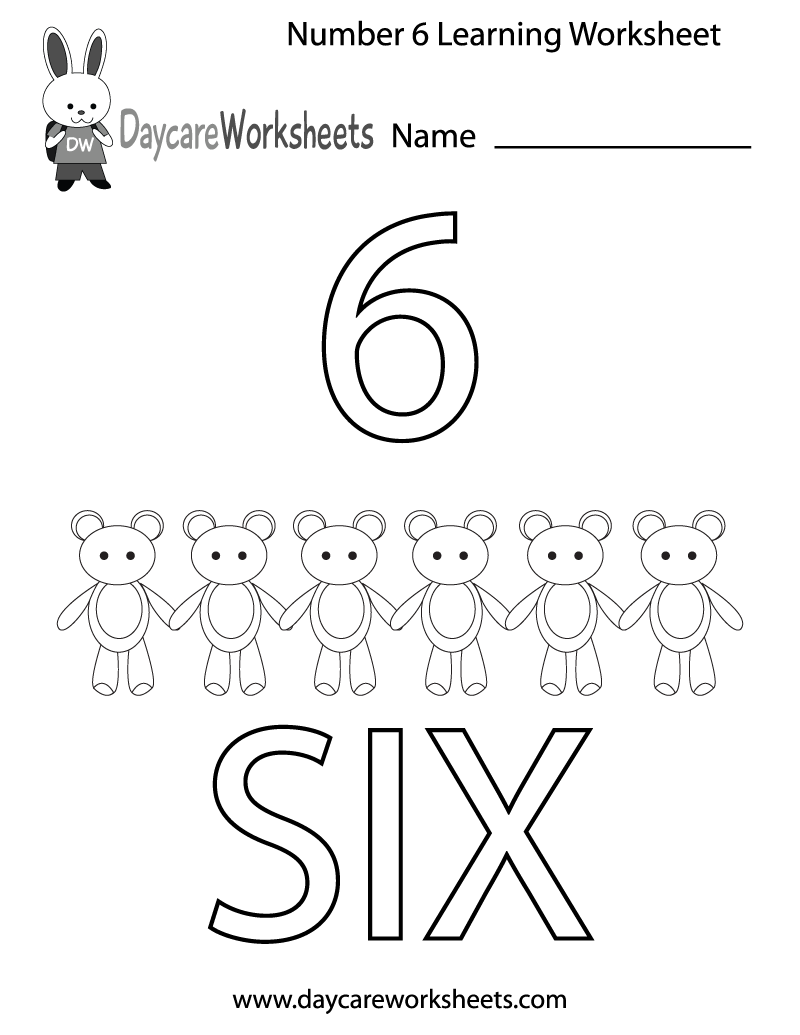 Free Preschool Number Six Learning Worksheet Learning 