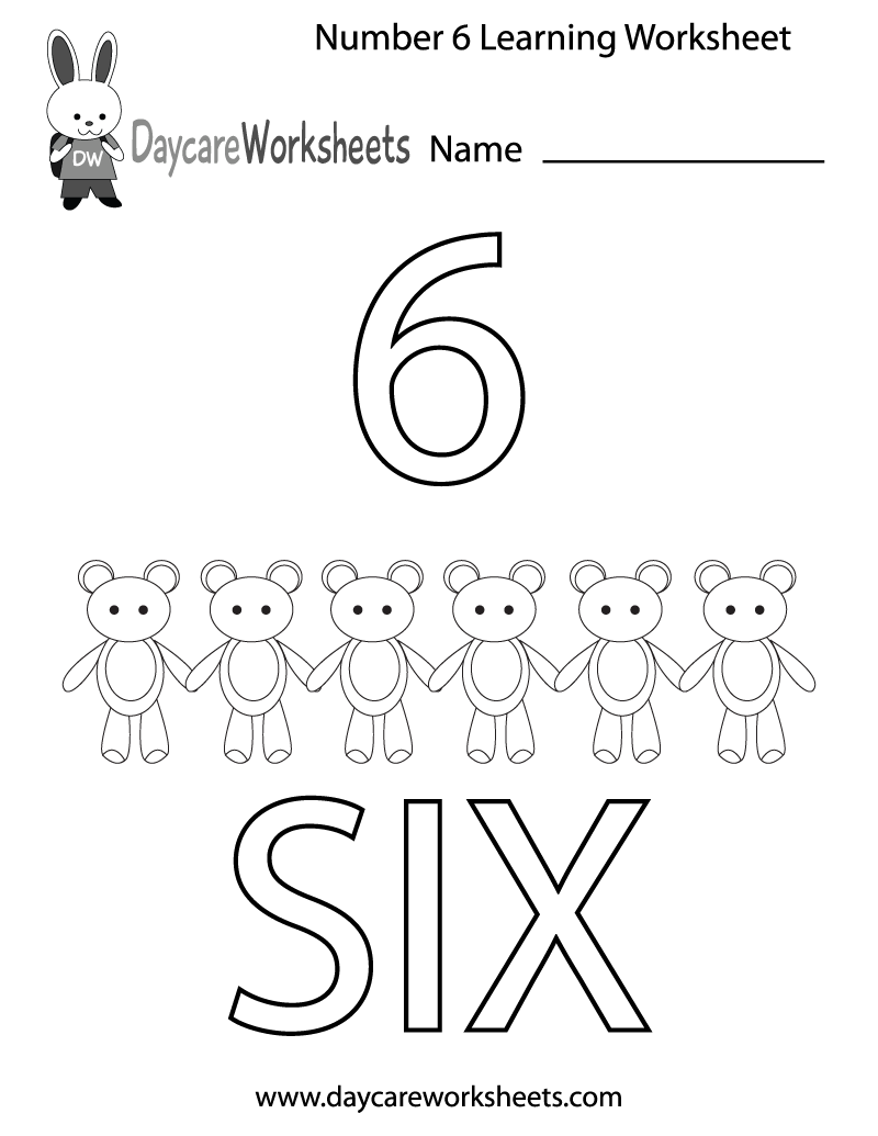 Free Preschool Number Six Learning Worksheet Free Preschool Number Six Learning Worksheet