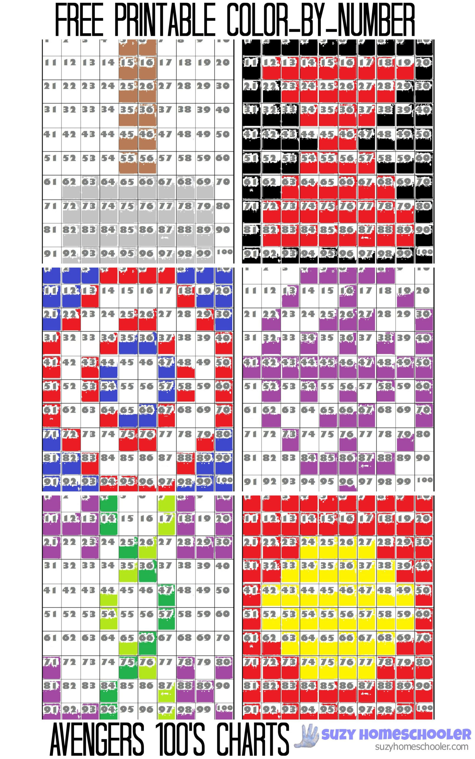 Free Printable Color By Number Avengers 100 S Charts Free Printable Color by Number Avengers 100 s Charts