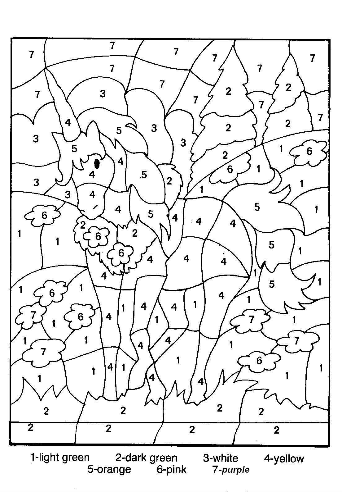 Free Printable Color By Number Coloring Pages Best 