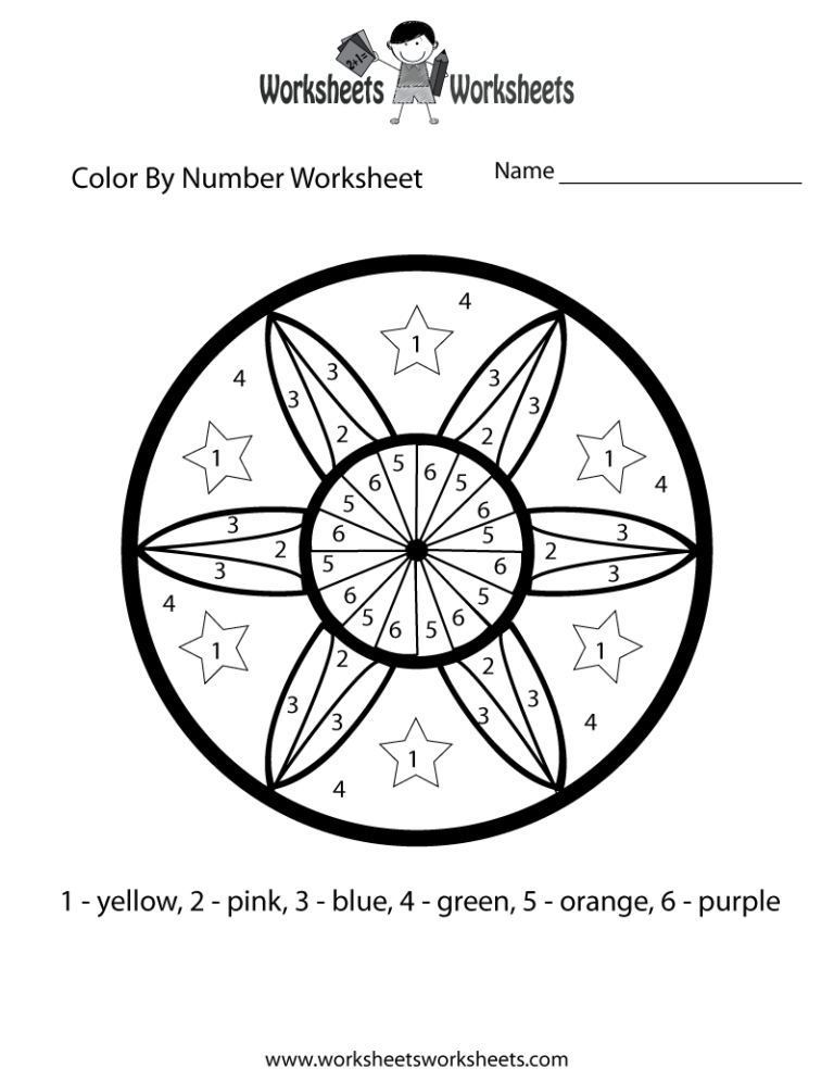 Free Printable Color By Number Math Worksheet