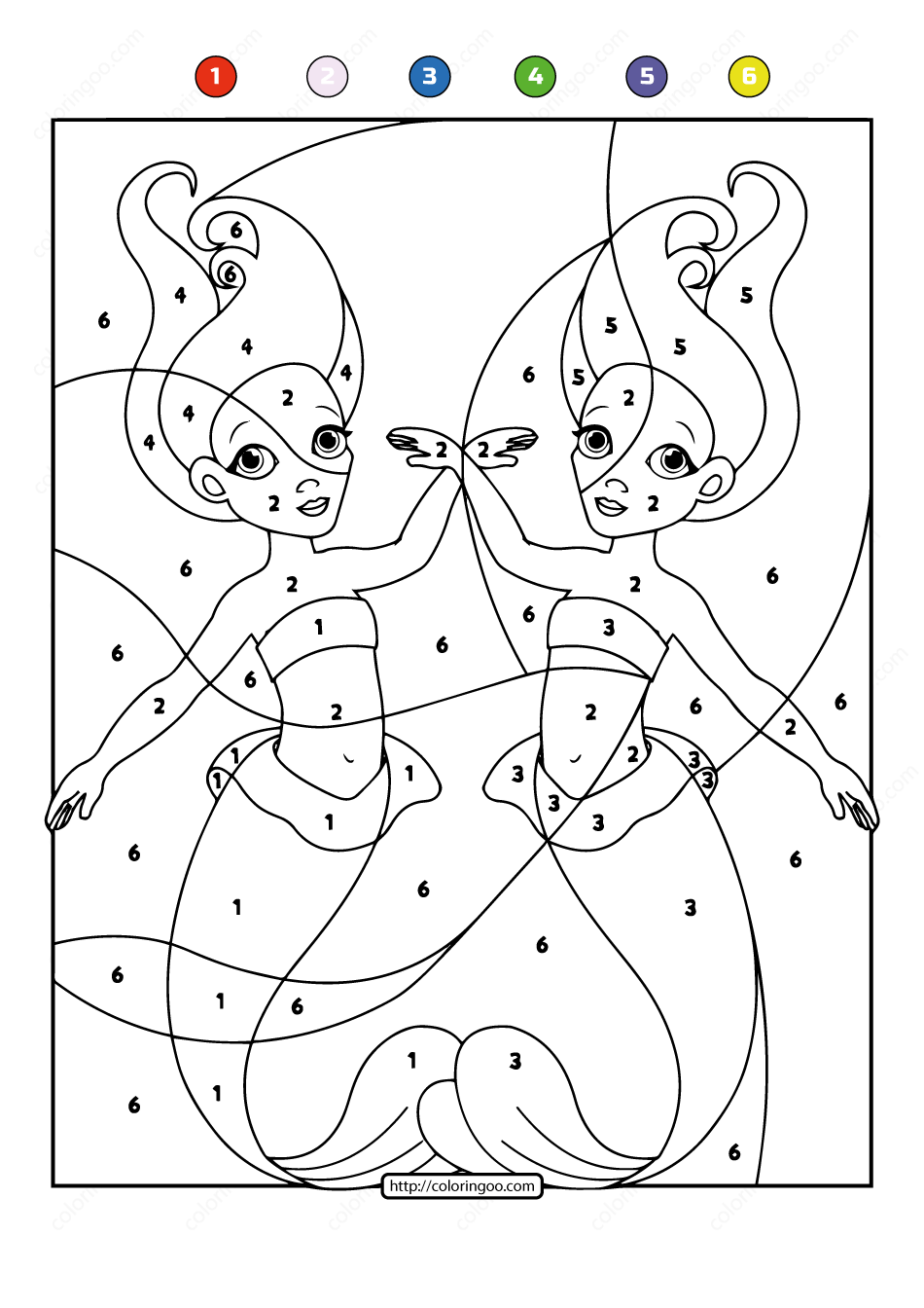 Free Printable Color By Number Ocean Mermaids 06